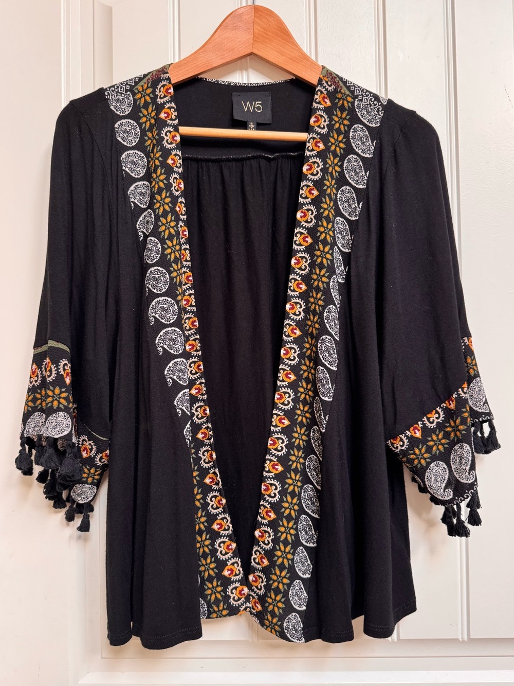 Anthropologie W5 Boho Paisley Open Front Cropped Kimono. Size S
